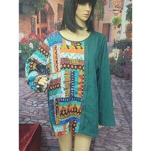 Gracila Women's Plus Size 4X Tunic Top Pullover Long Sleeve Multicolor